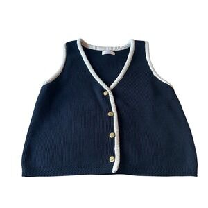 Lauren Conrad Sweater Vest Top Sleeveless Button Down Knit Womens L
